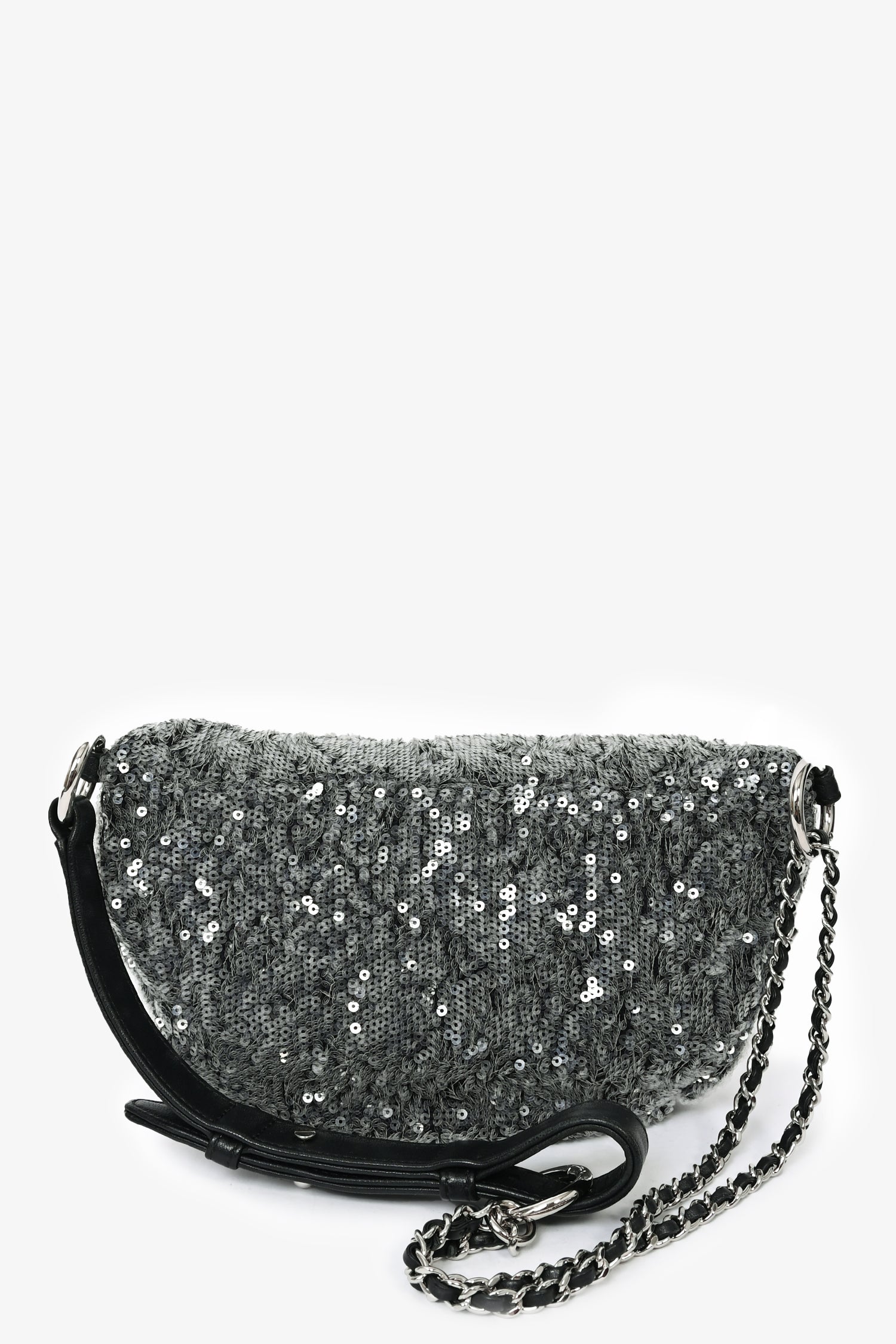 Pre-Loved Chanel™ 2018 Grey Sequin CC Belt Bag