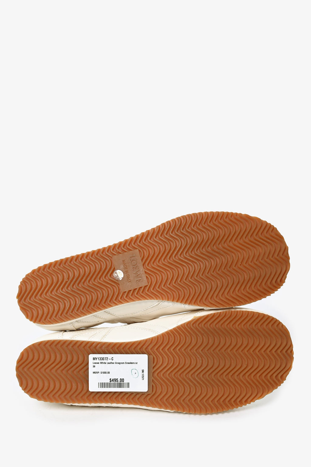 Loewe White Leather Anagram Sneakers Size 38