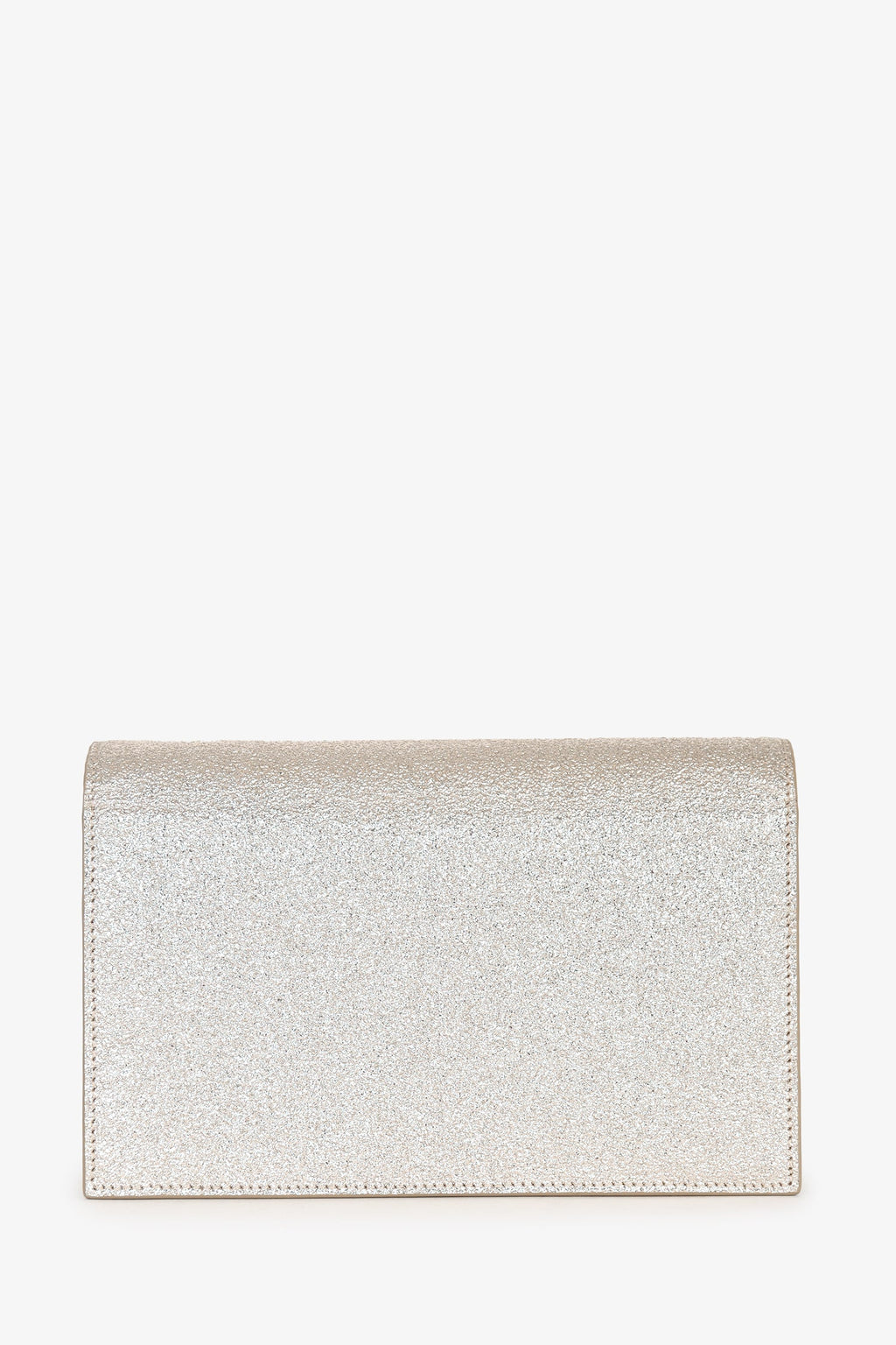 Saint Laurent Gold Metallic Leather Logo Wallet On Chain
