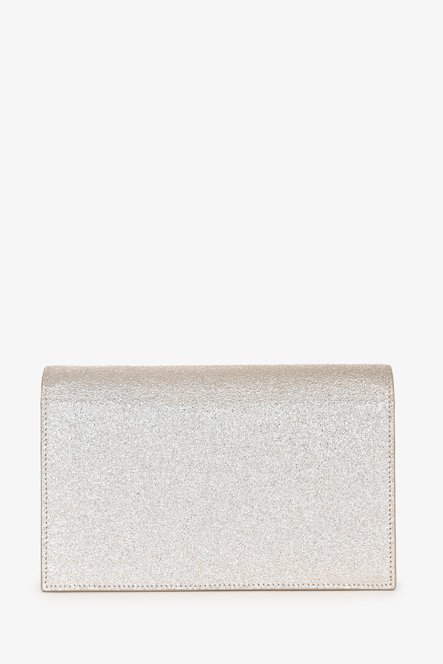 Saint Laurent Gold Metallic Leather Logo Wallet On Chain