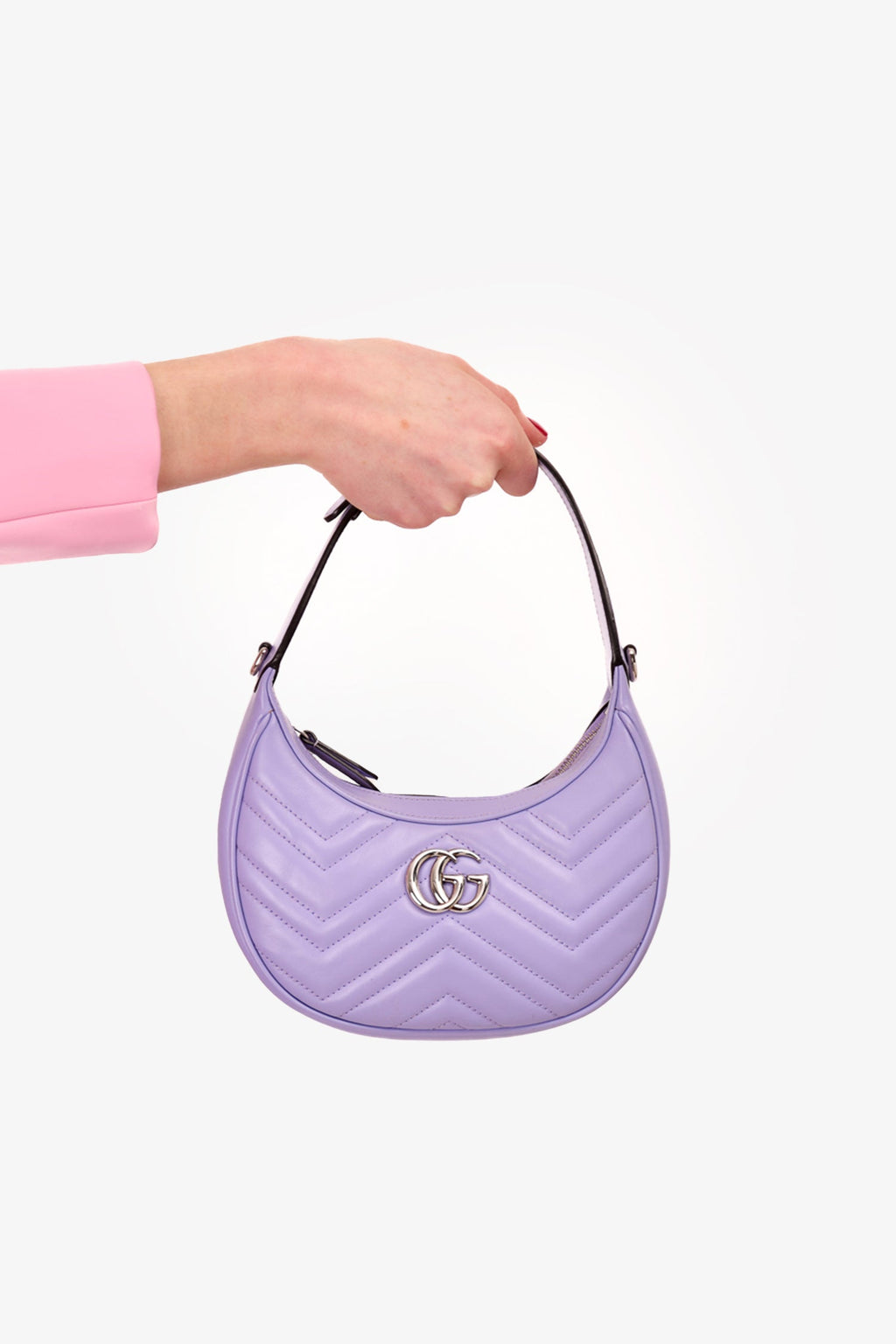 Gucci Purple Mini Marmont Half Moon Shoulder Bag with Strap