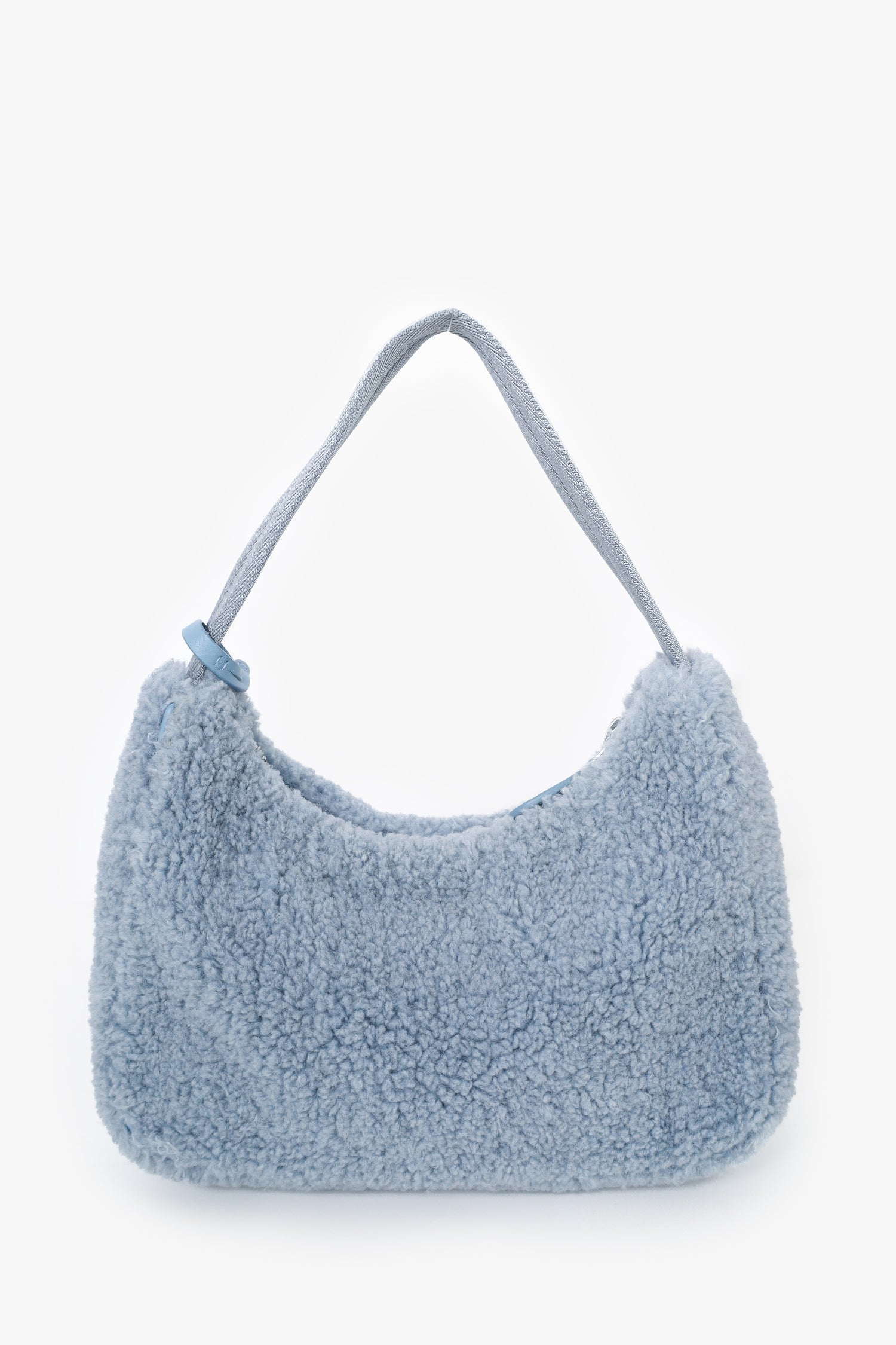 Prada Blue Shearling Mini Re-Edition 2000 Hobo Bag