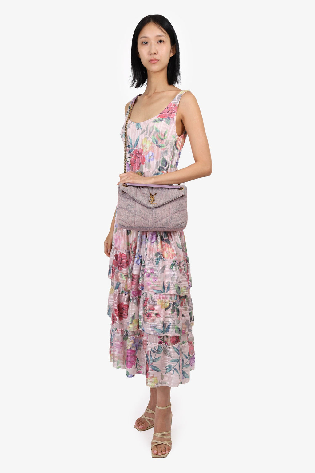 Saint Laurent Purple Denim Small Puffer Loulou Shoulder Bag