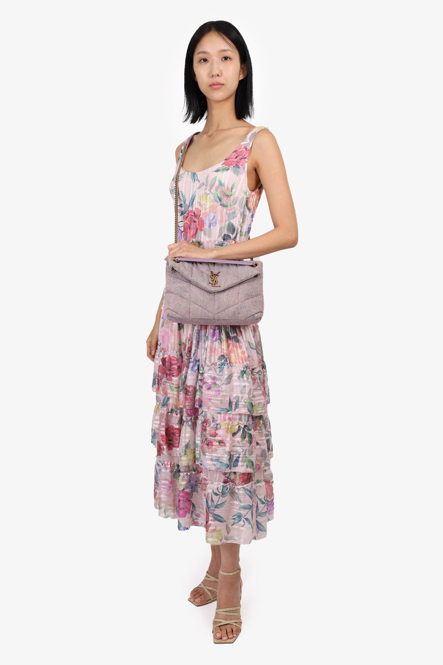 Saint Laurent Purple Denim Small Puffer Loulou Shoulder Bag