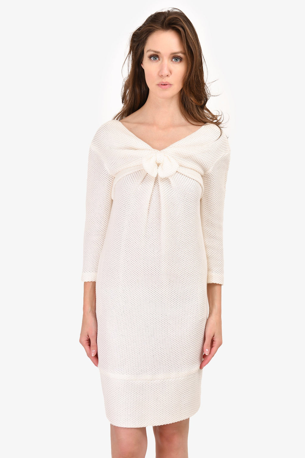 Pre-Loved Chanel™ White Bow Detail Dress Size 36