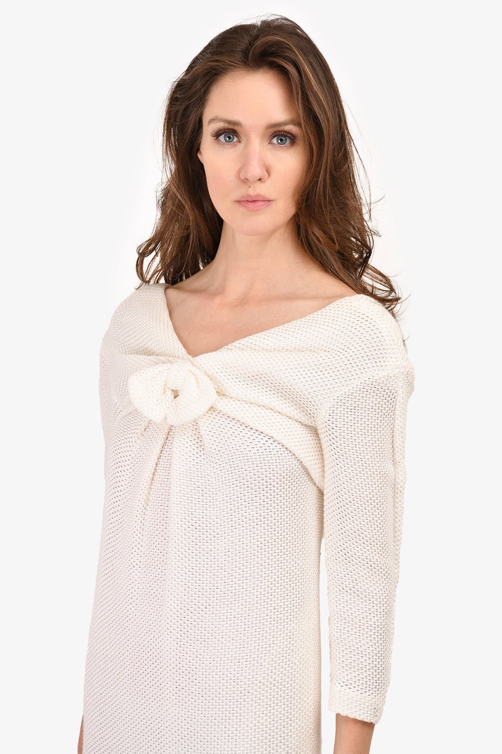 Pre-Loved Chanel™ White Bow Detail Dress Size 36