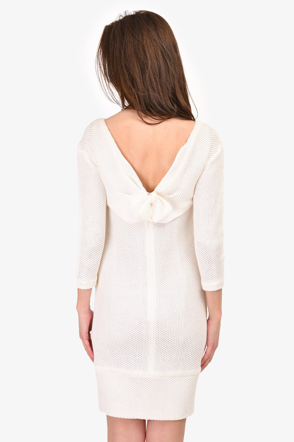 Pre-Loved Chanel™ White Bow Detail Dress Size 36