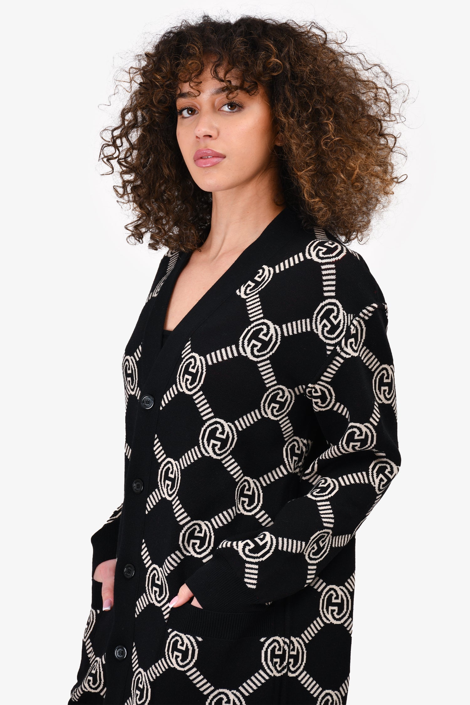 Gucci Black/Beige Monogram Reversible igan Size S