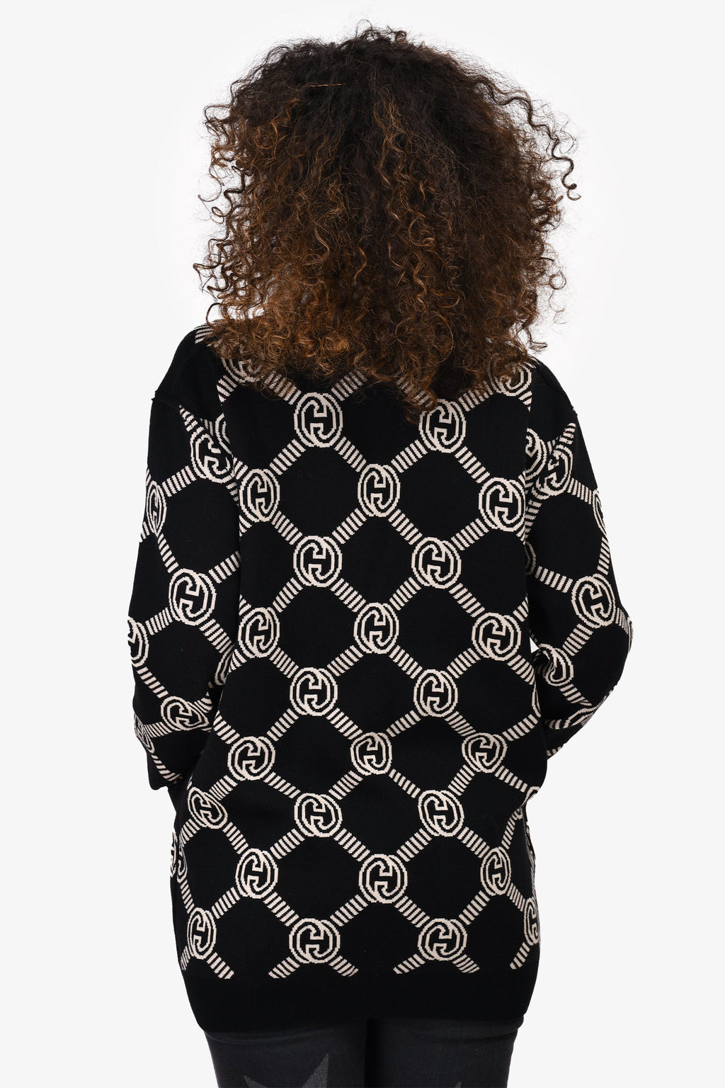 Gucci Black/Beige Monogram Reversible igan Size S