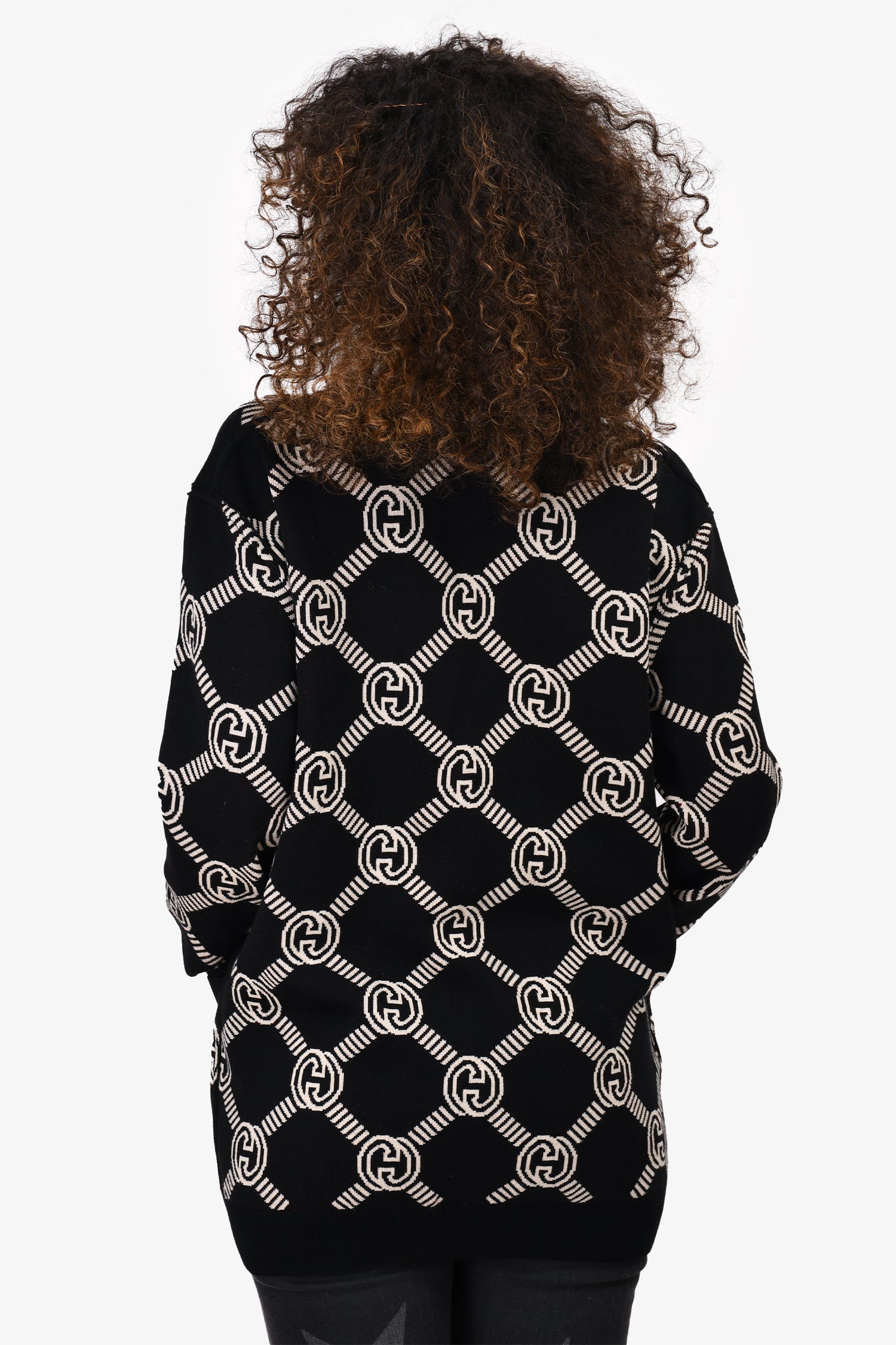 Gucci Black/Beige Monogram Reversible igan Size S