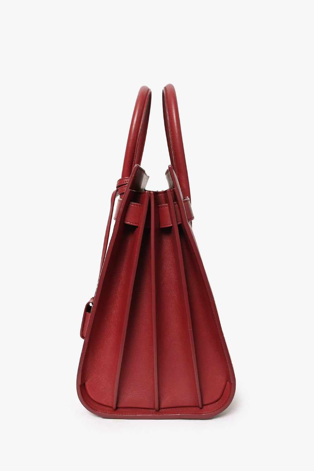 Saint Laurent Red Leather Small Sac De Jour with Strap