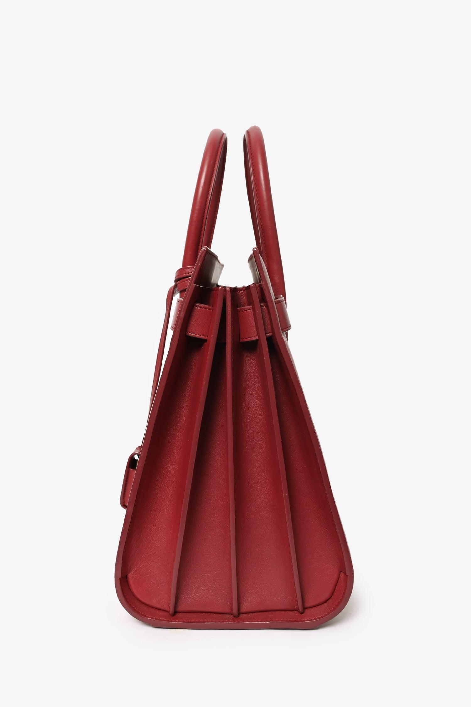 Saint Laurent Red Leather Small Sac De Jour with Strap