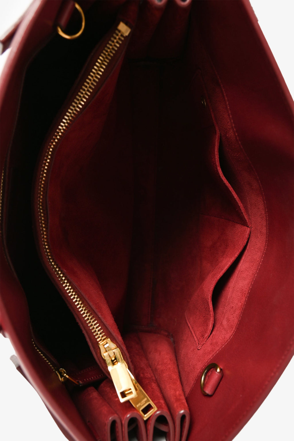 Saint Laurent Red Leather Small Sac De Jour with Strap