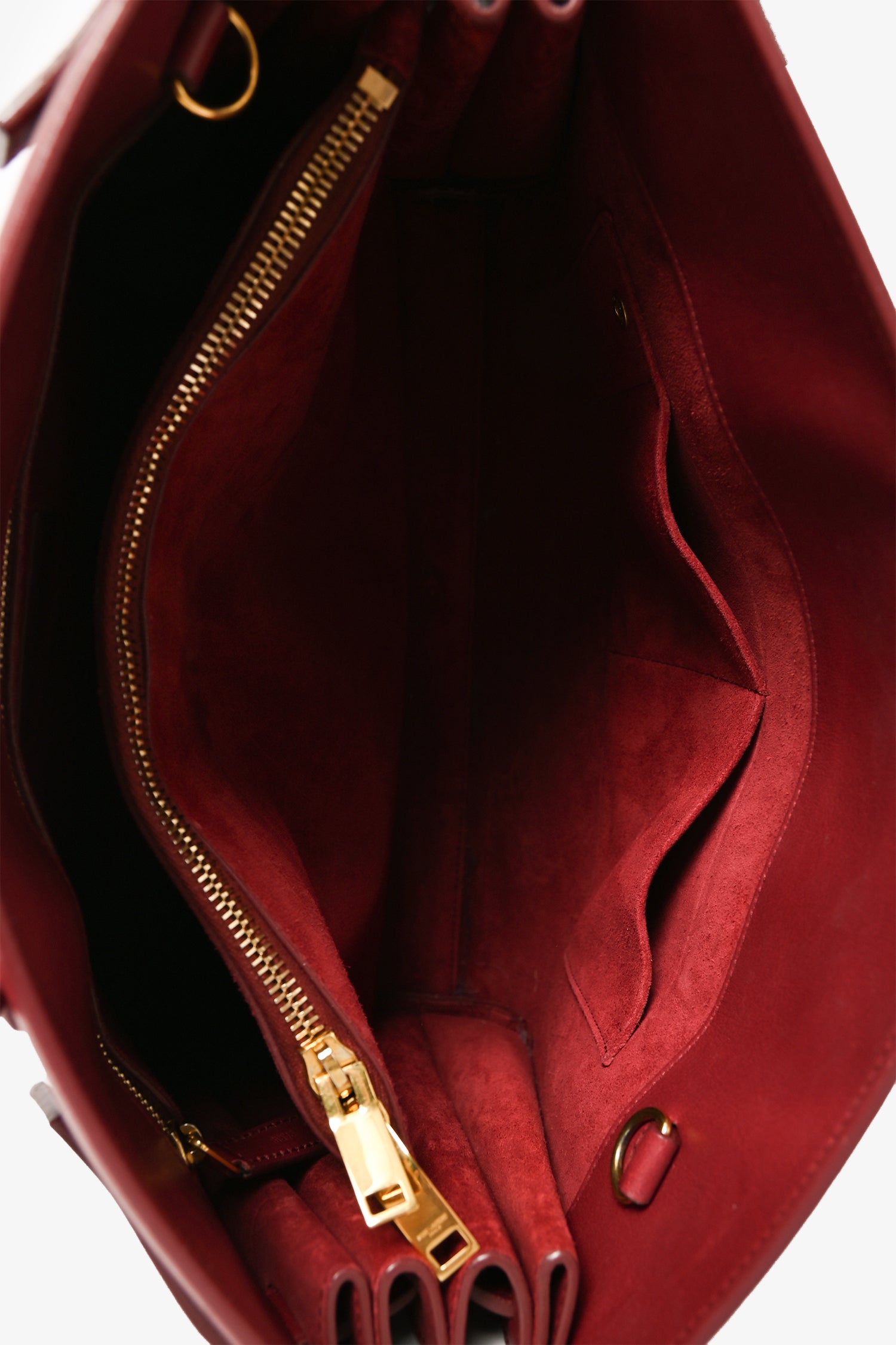 Saint Laurent Red Leather Small Sac De Jour with Strap