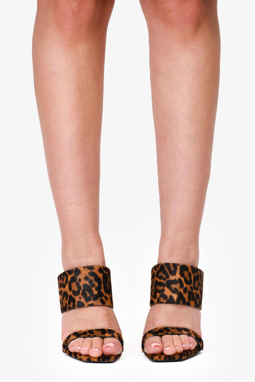 Saint Laurent Leopard Print Calf Hair Square Toe 'Oak 100' Mules Size 38