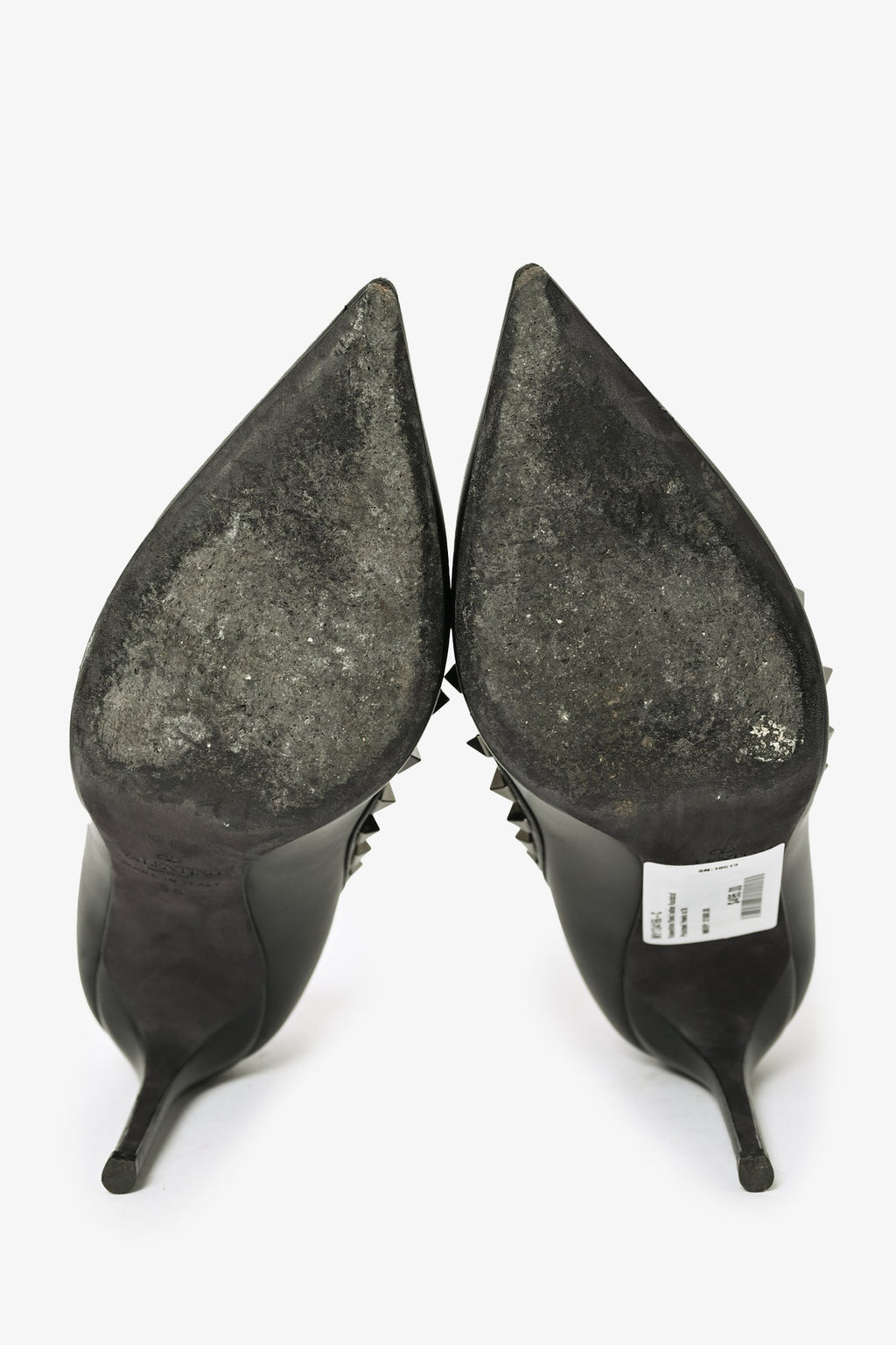 Valentino Black Leather Rockstud Pointed Heels Size 38