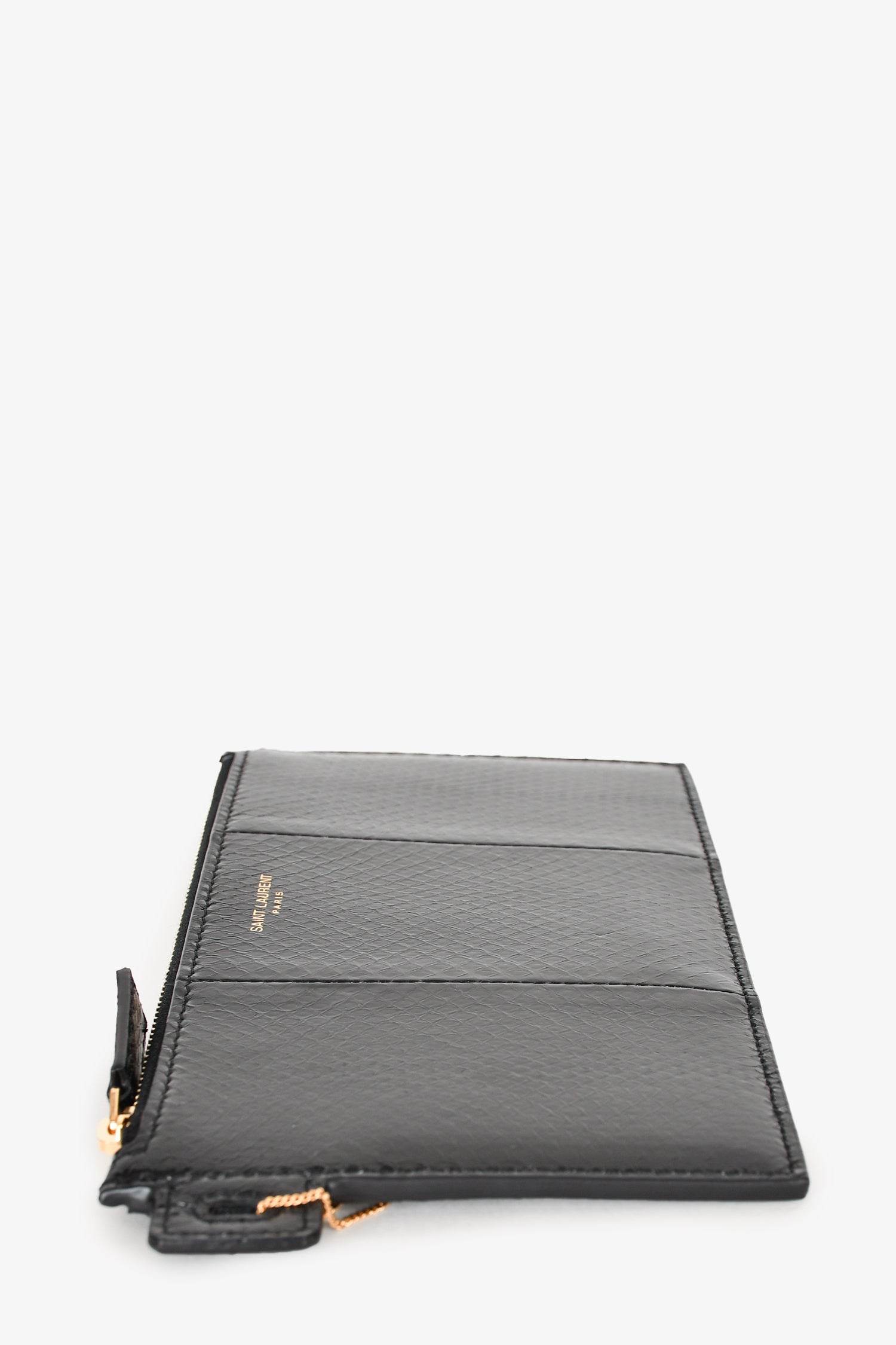 Saint Laurent Black Snake Embossed Wristlet