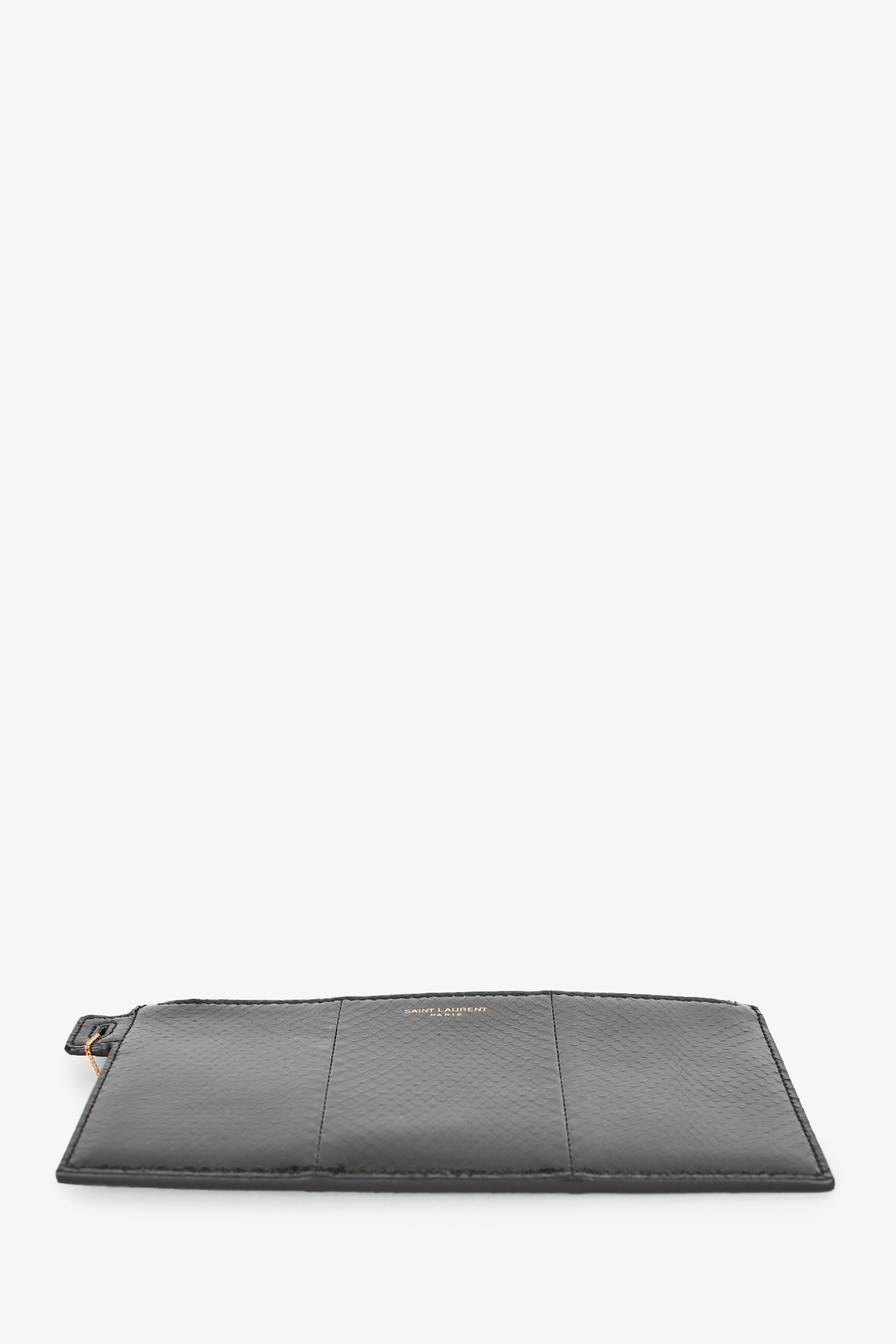 Saint Laurent Black Snake Embossed Wristlet