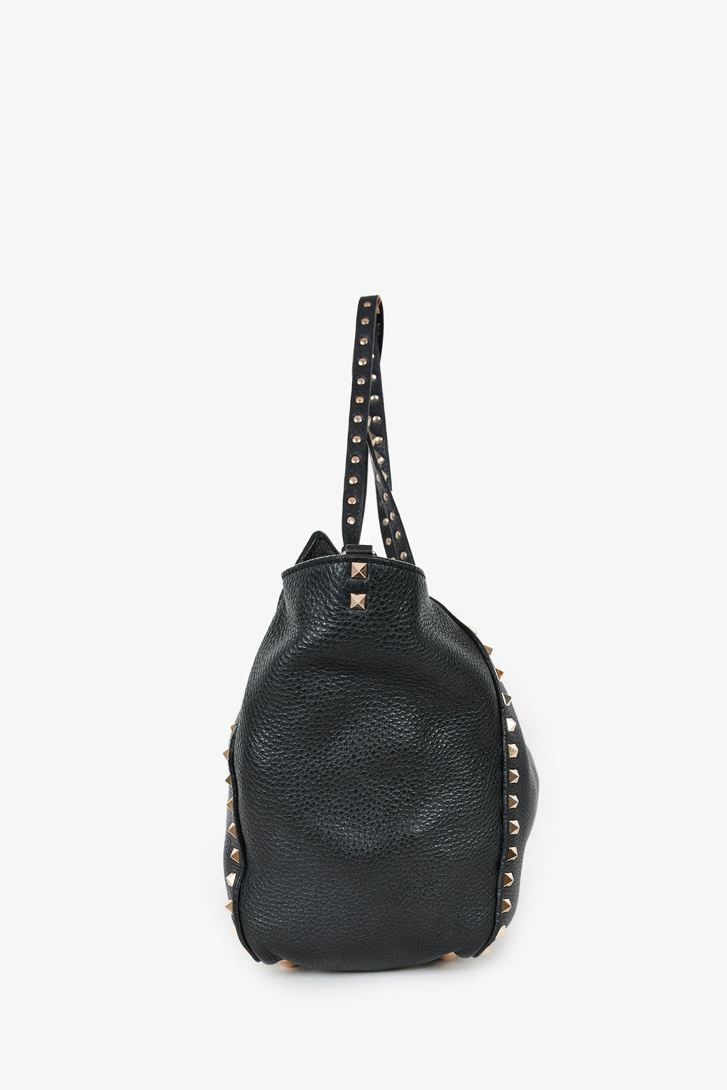 Valentino Black Leather Rockstud Tote with Strap