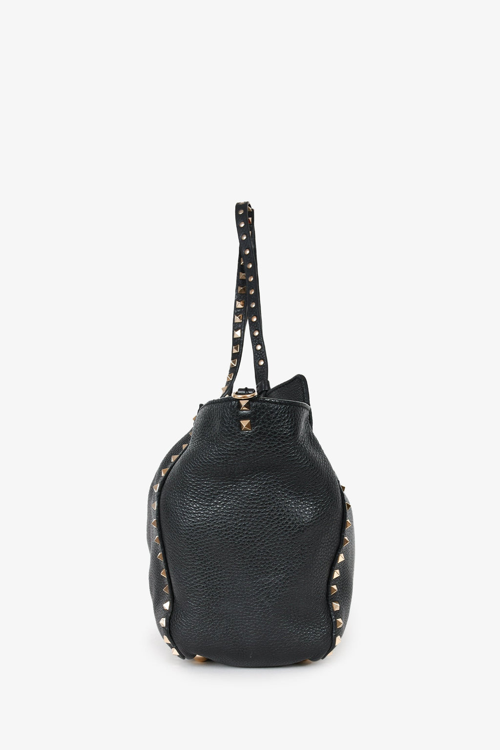 Valentino Black Leather Rockstud Tote with Strap