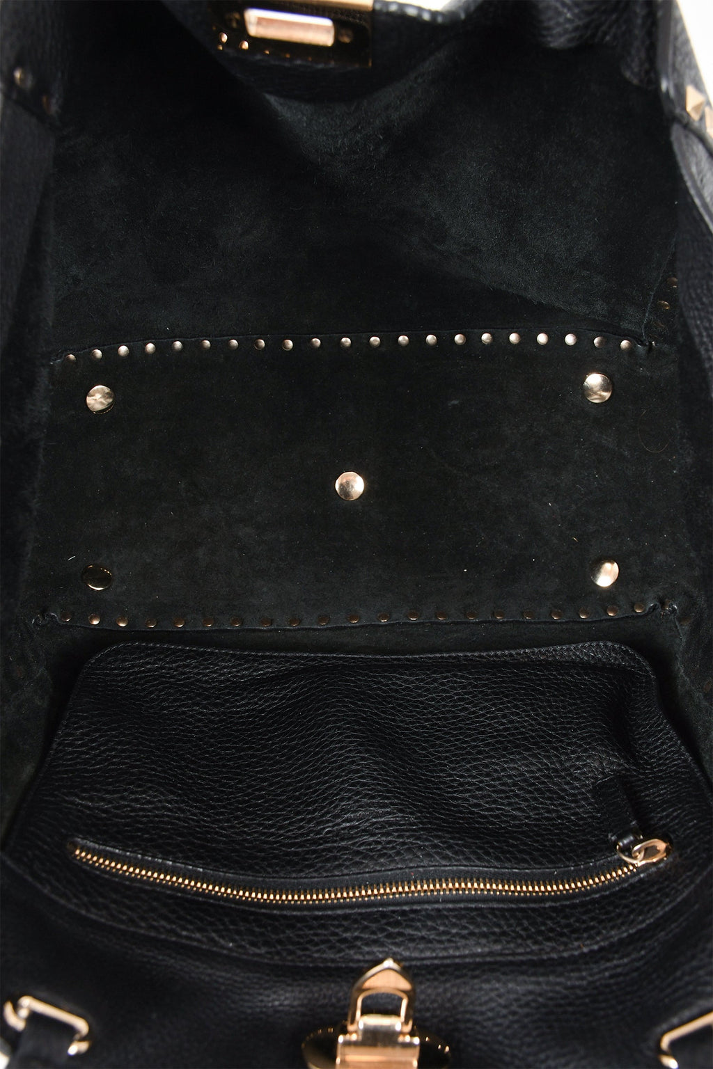 Valentino Black Leather Rockstud Tote with Strap