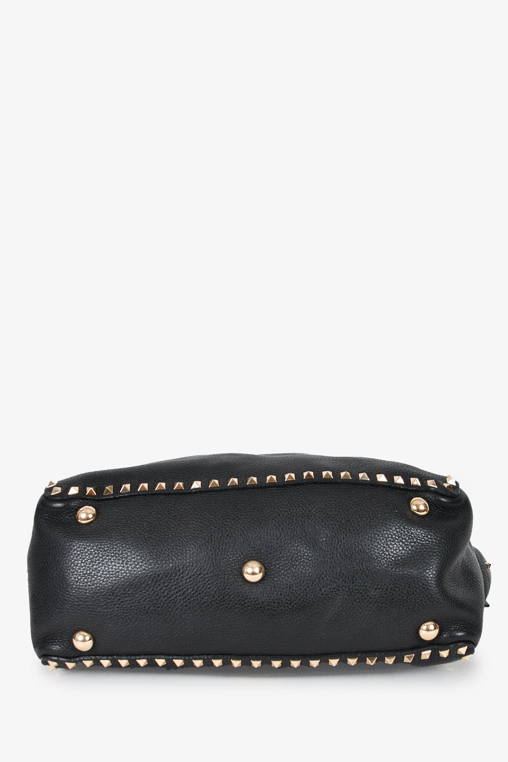 Valentino Black Leather Rockstud Tote with Strap
