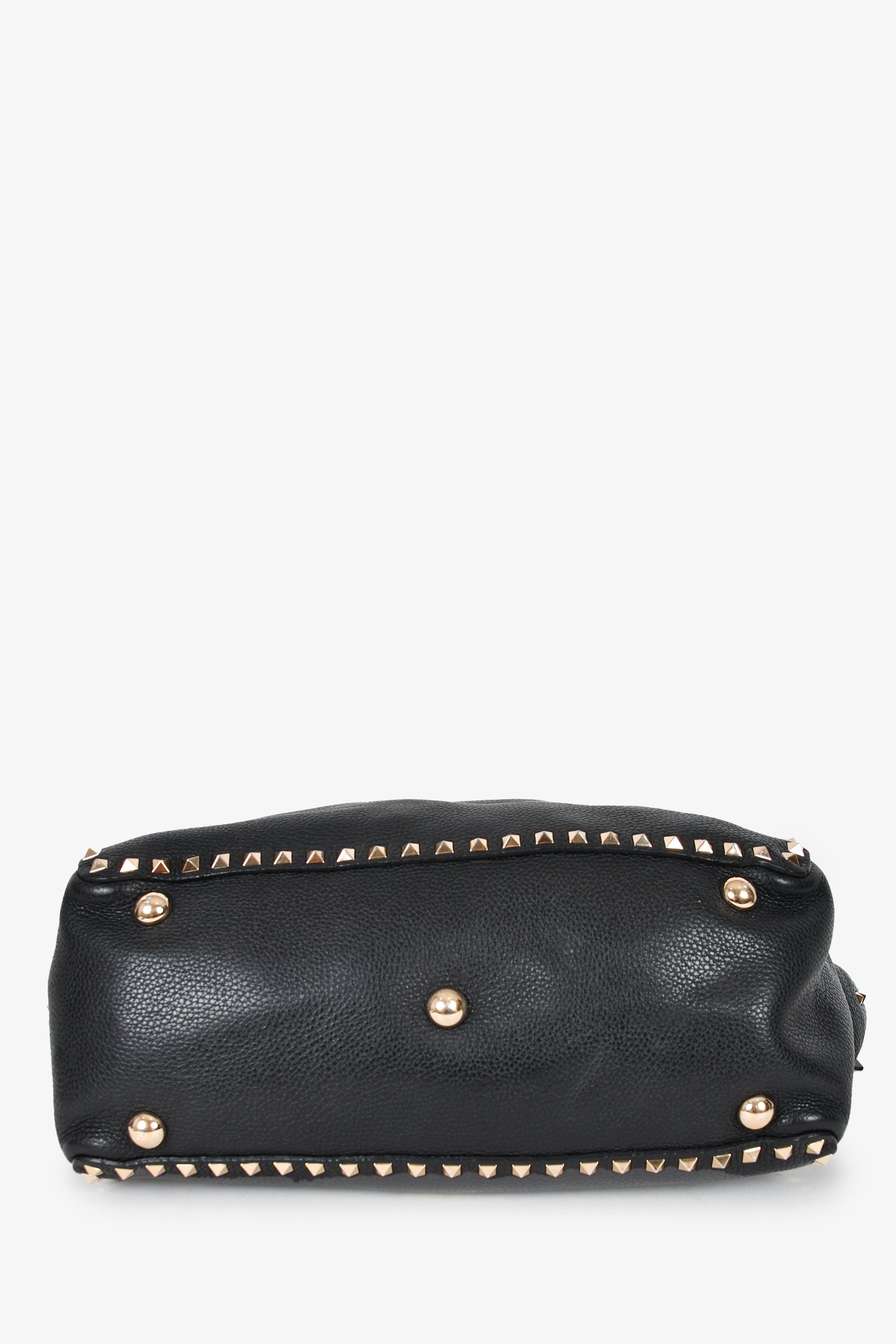 Valentino Black Leather Rockstud Tote with Strap