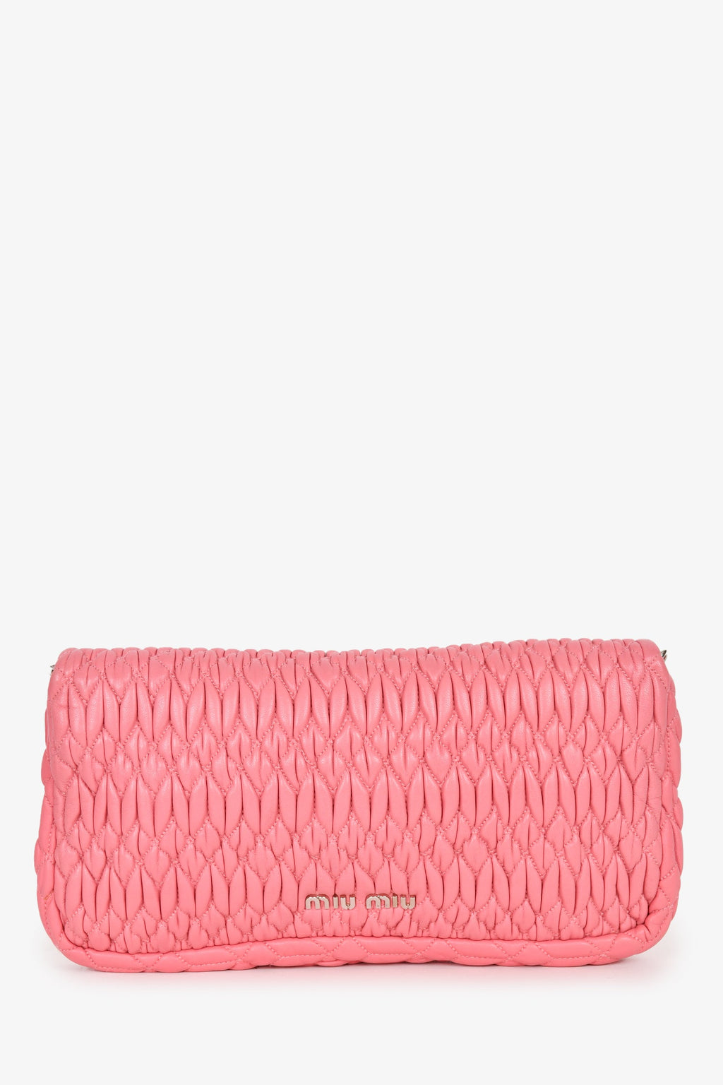 Miu Miu Pink Matelasse Leather Crystal Strap Shoulder Bag