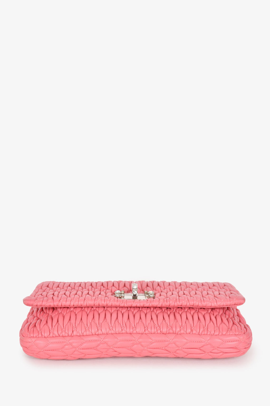 Miu Miu Pink Matelasse Leather Crystal Strap Shoulder Bag