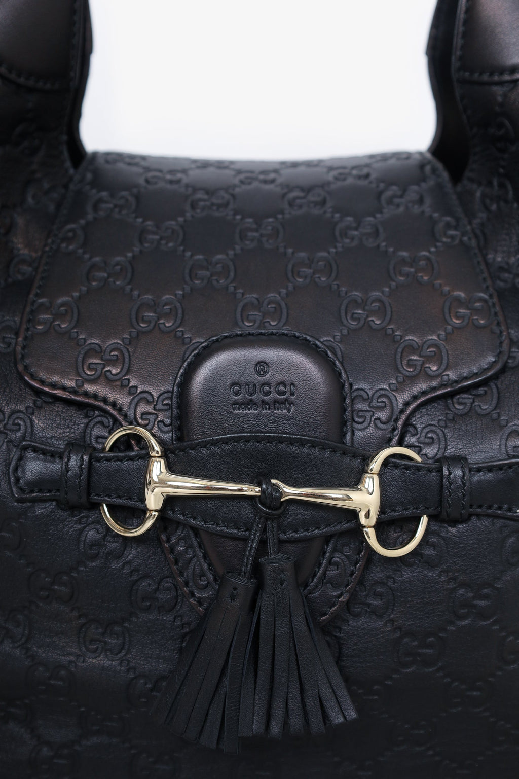 Gucci Black GG Signature Medium Emily Flap Hobo Shoulder Bag