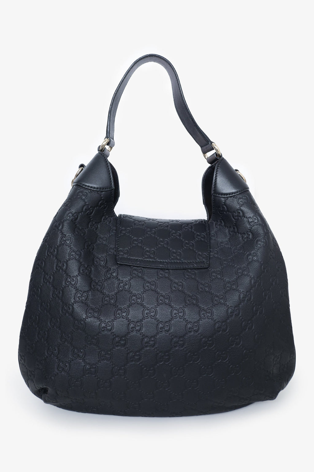 Gucci Black GG Signature Medium Emily Flap Hobo Shoulder Bag