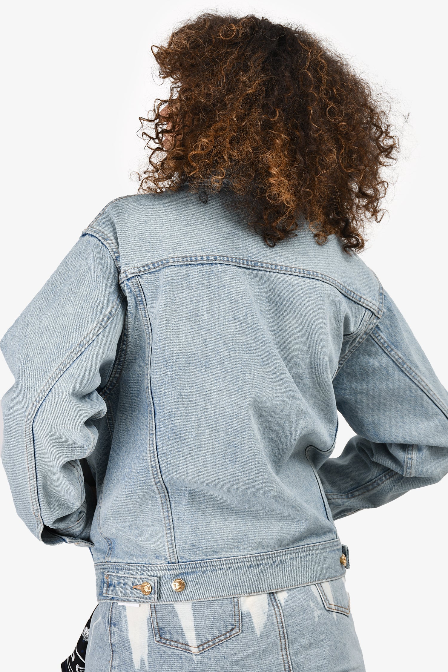 Celine Light Wash Triomphe Button Denim Jacket Size M