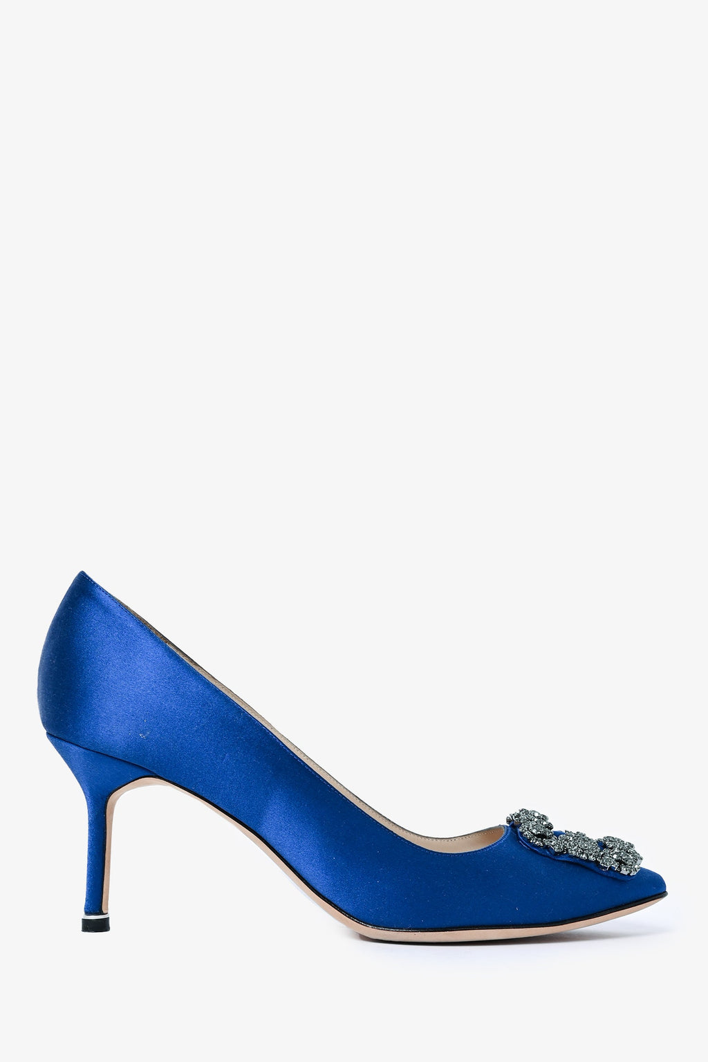Manolo Blahnik Blue Satin Hangisi 70 Heels Size 39.5