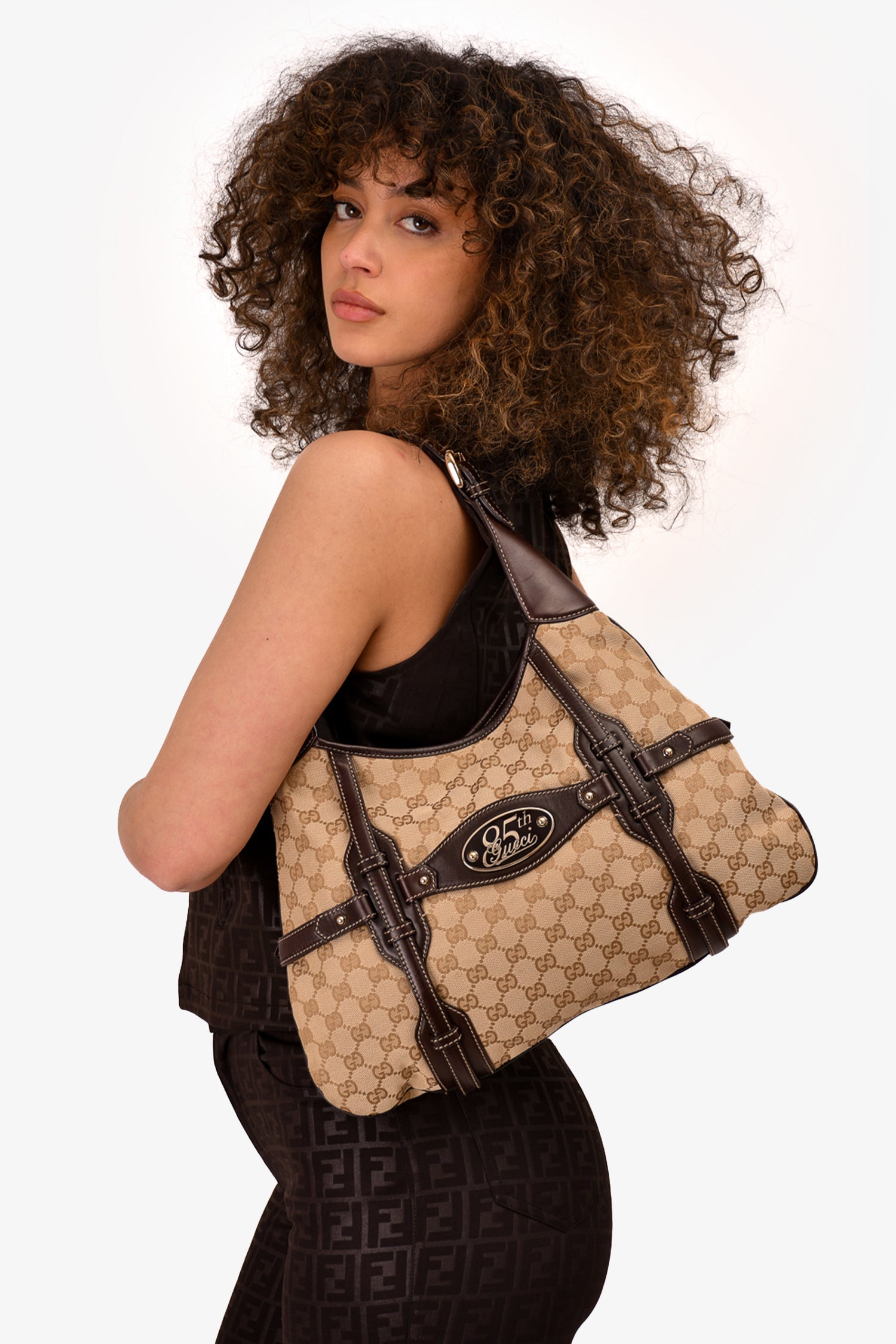Gucci Brown GG Leather/Canvas Hobo Bag