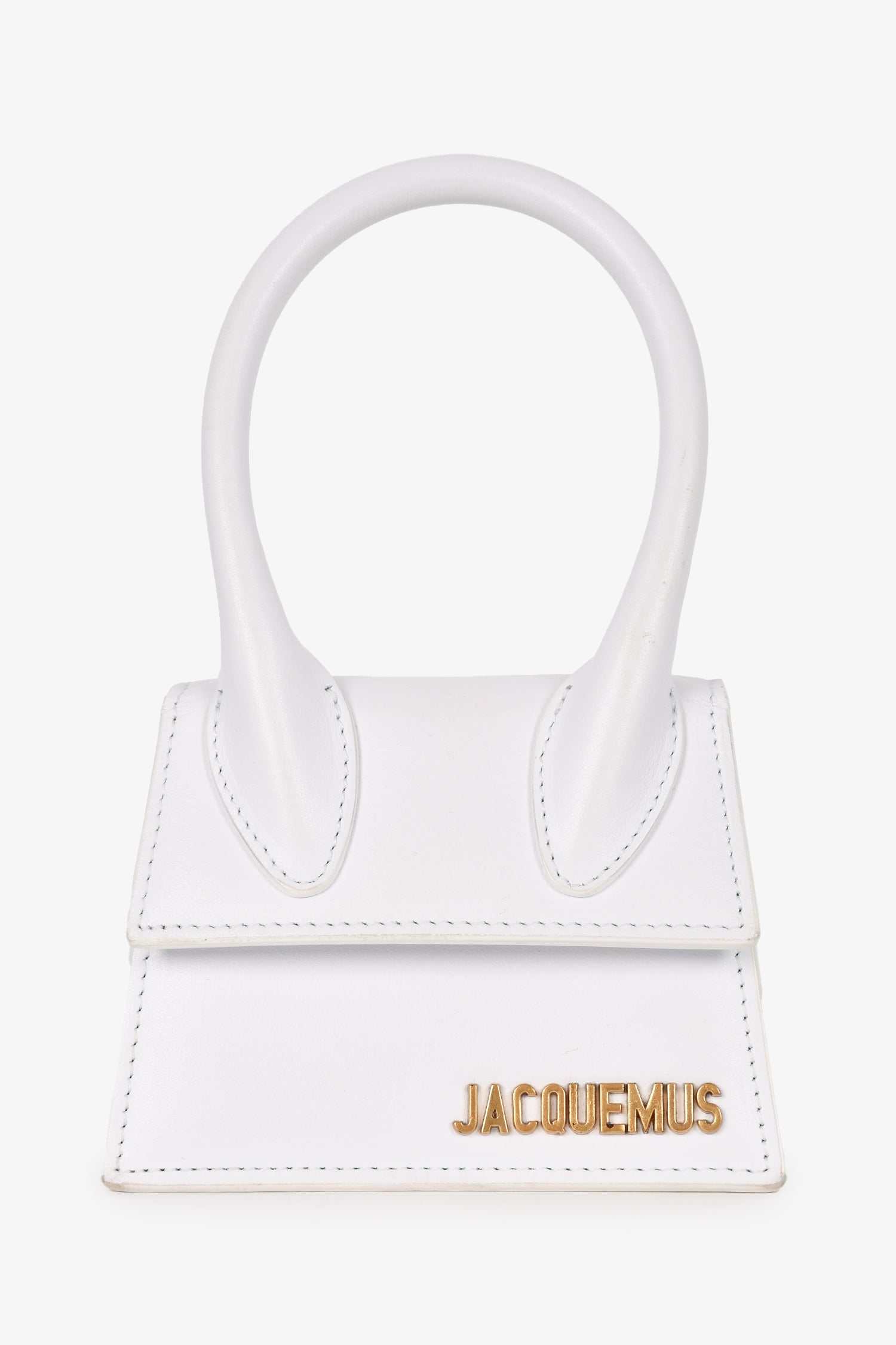 Jacquemus White Leather Le Chiquito Top Handle with Strap