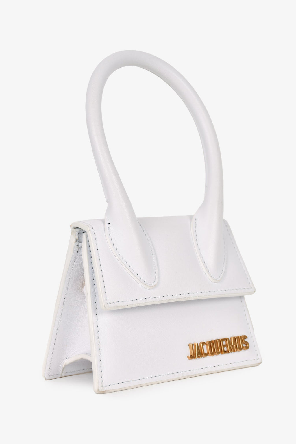 Jacquemus White Leather Le Chiquito Top Handle with Strap