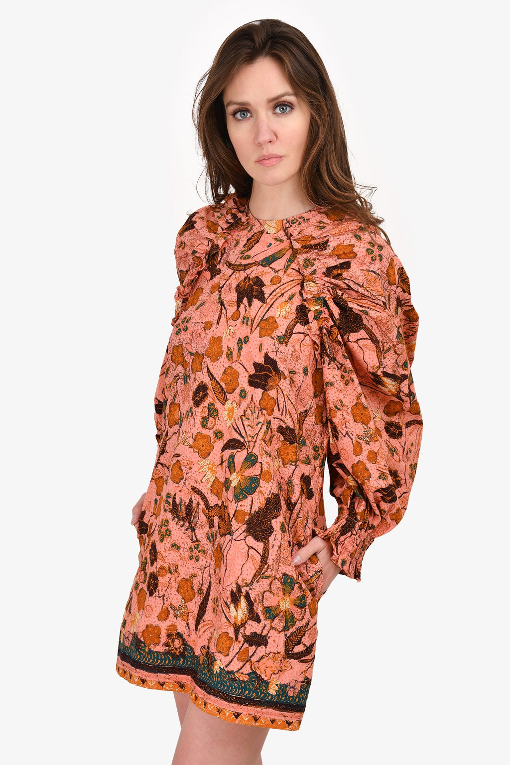 Ulla Johnson Pink Floral 'Devya' Balloon Sleeve Shift Dress Size 4
