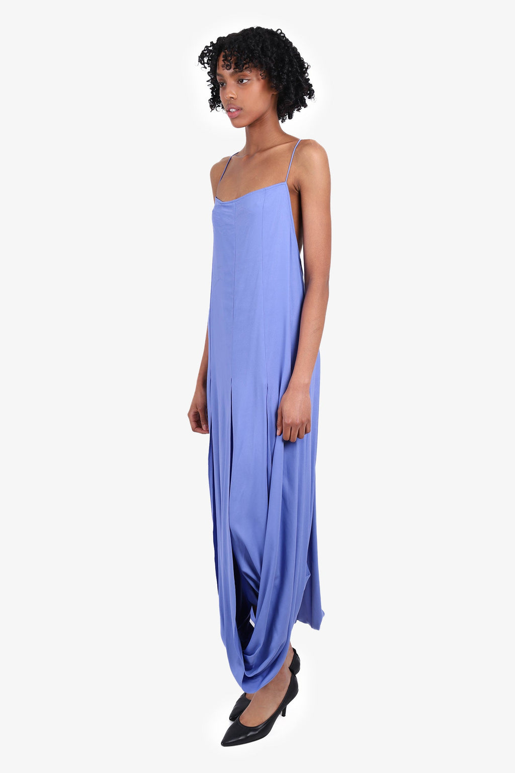 Jacquemus Blue Silk 'Le Souk' Slit Hem Maxi Dress Size 34 (As Is)