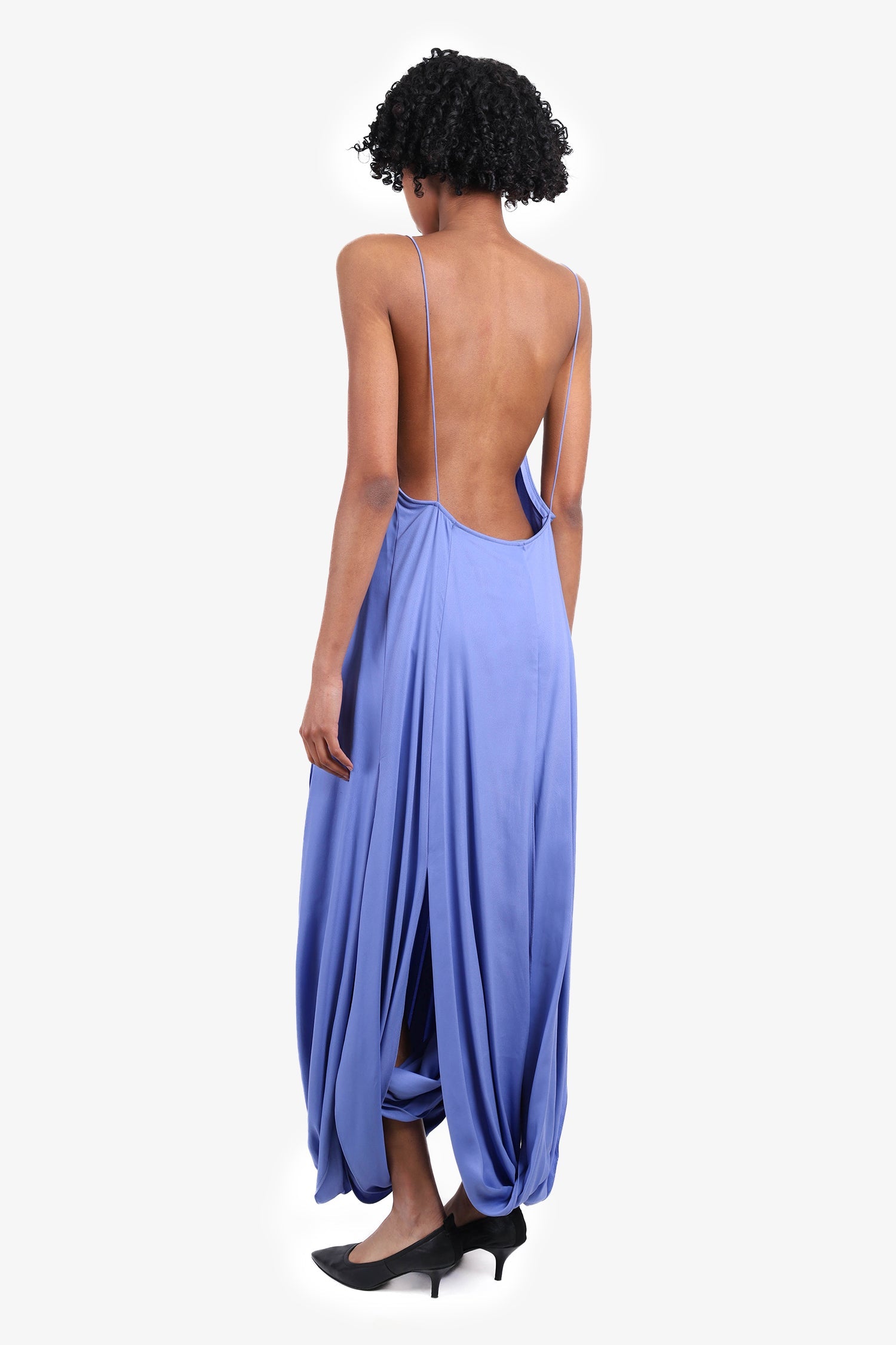 Jacquemus Blue Silk 'Le Souk' Slit Hem Maxi Dress Size 34 (As Is)