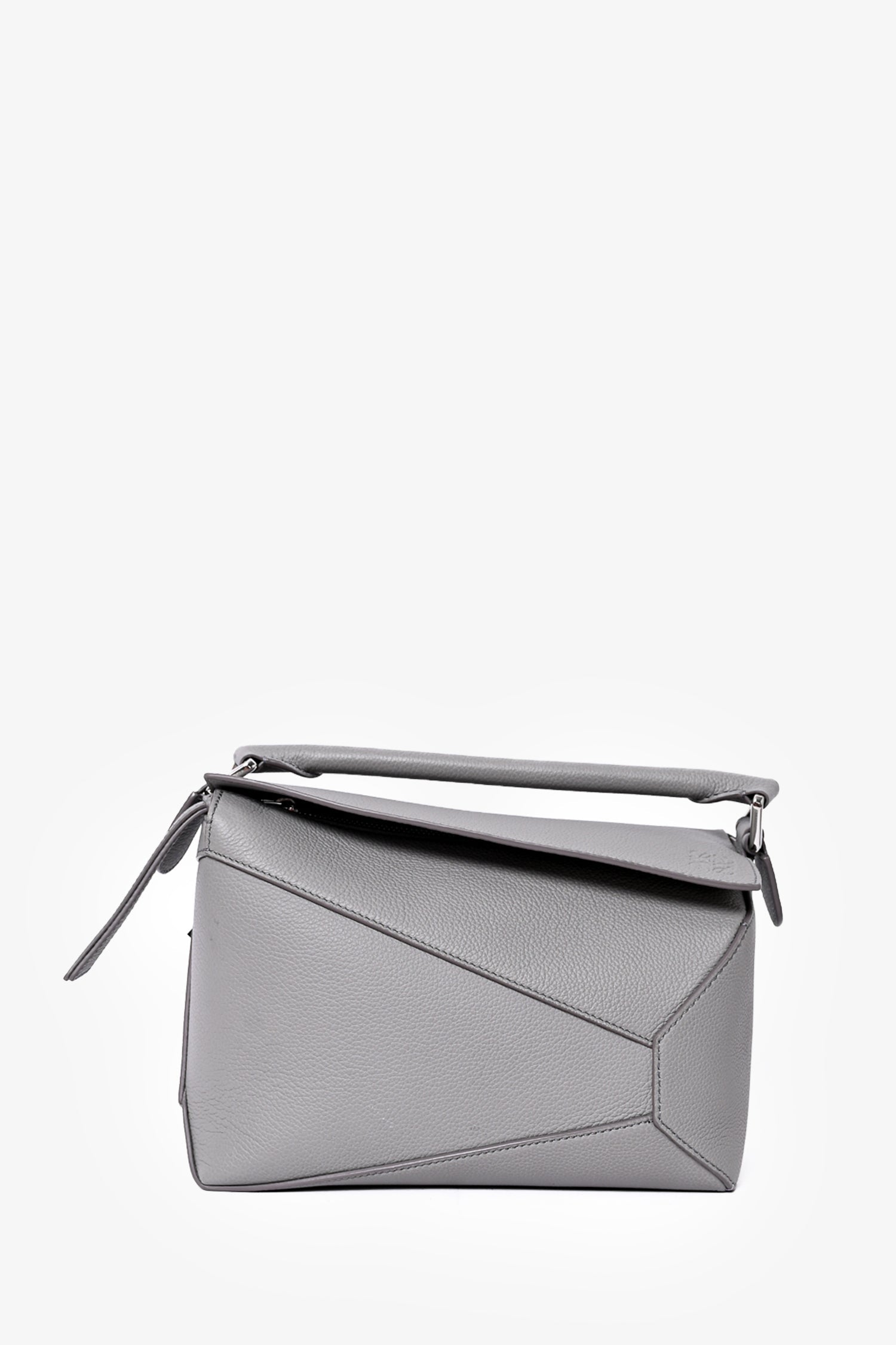 Loewe Grey Leather Puzzle Bag with Strap