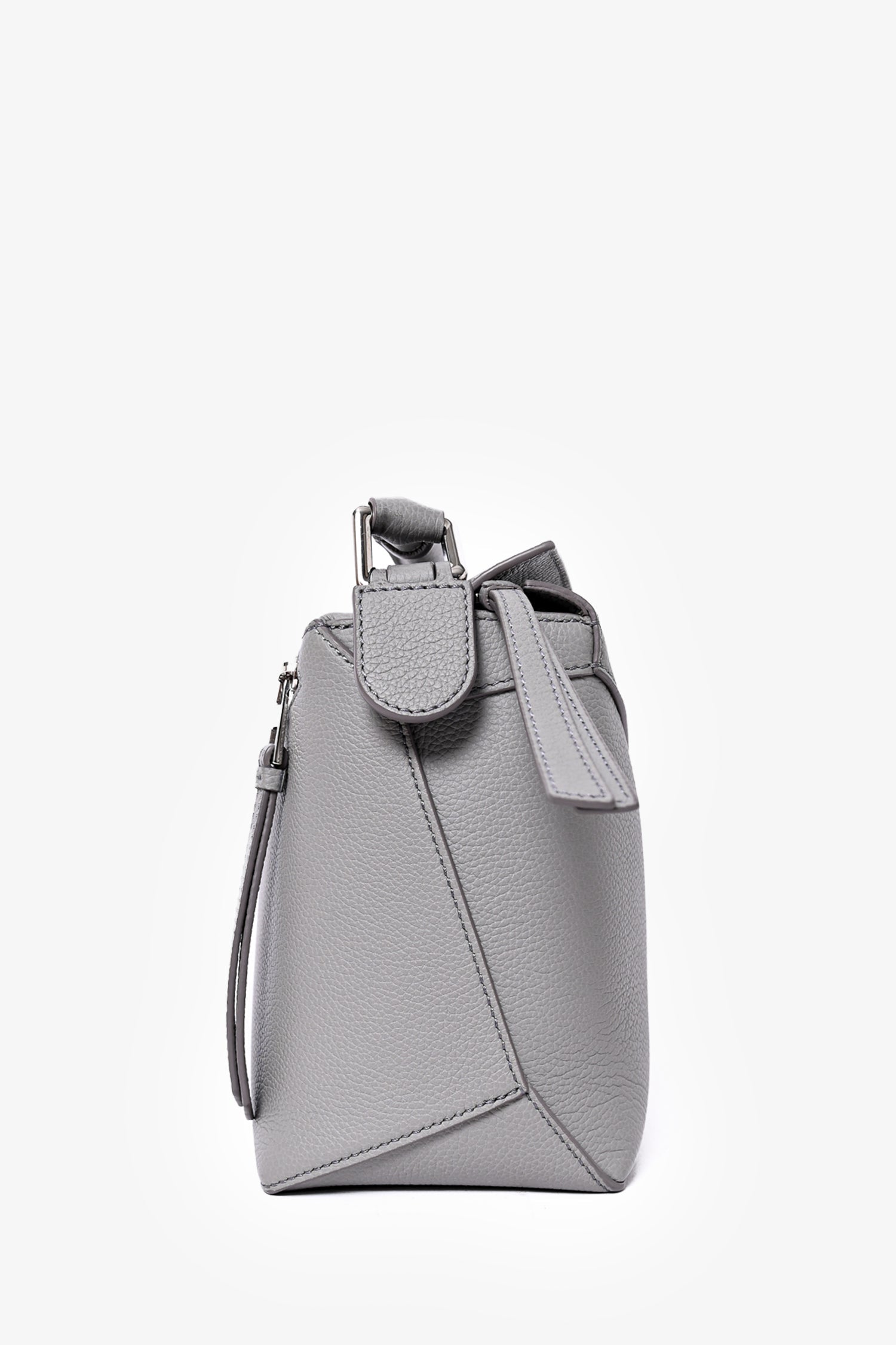 Loewe Grey Leather Puzzle Bag with Strap