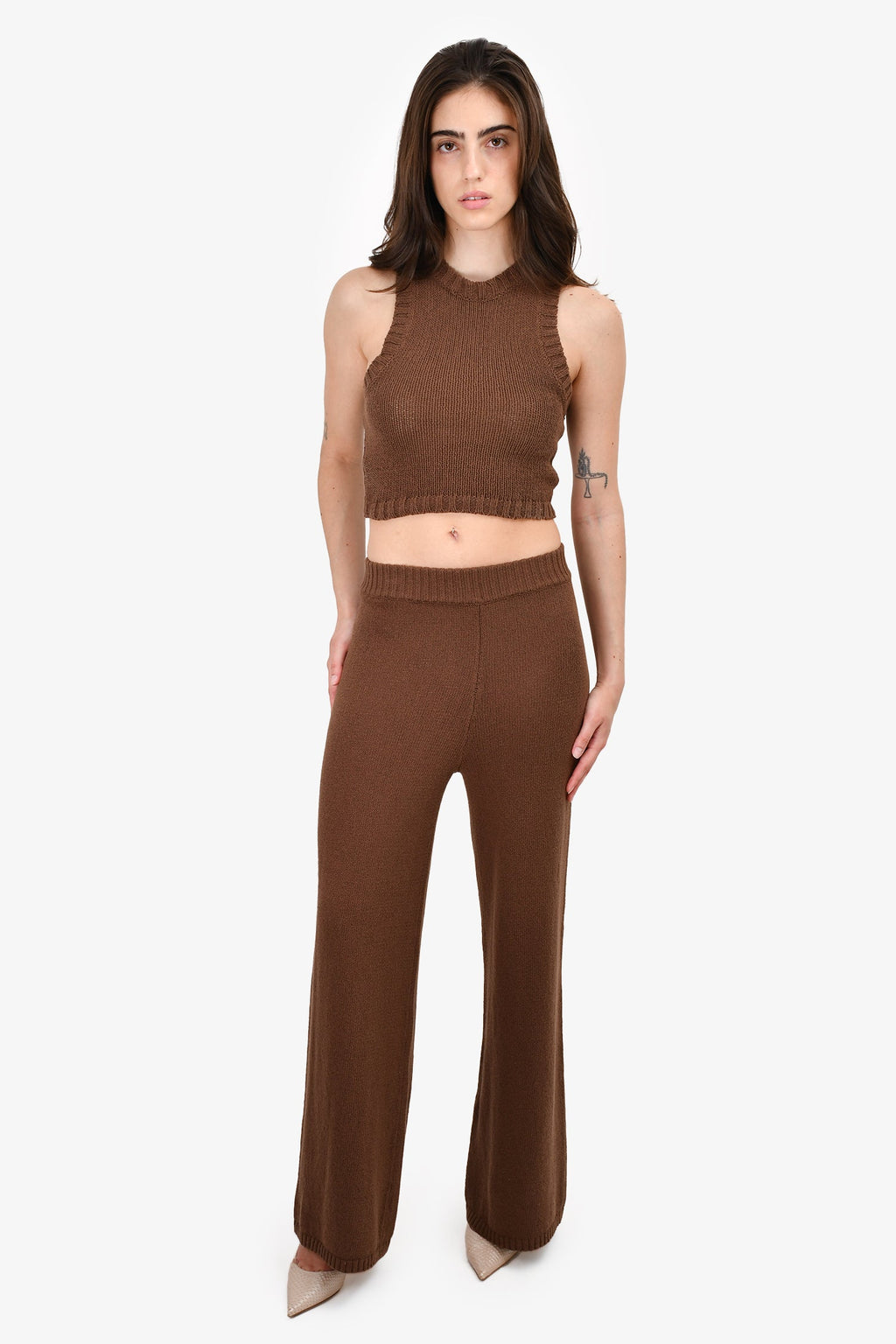 Monday Swimwear Brown Knit Top + Pant Set Size XS