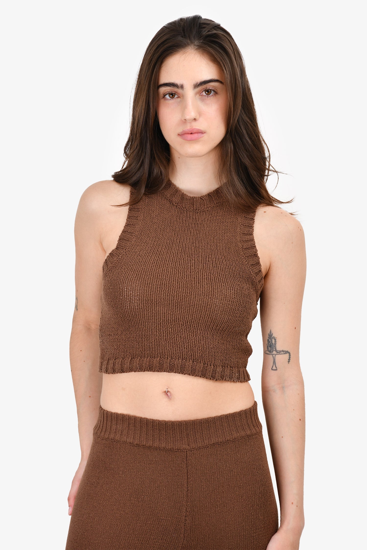 Monday Swimwear Brown Knit Top + Pant Set Size XS