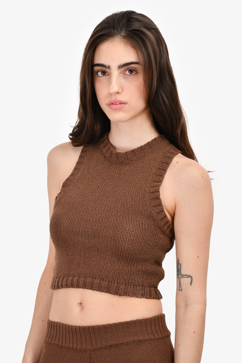 Monday Swimwear Brown Knit Top + Pant Set Size XS