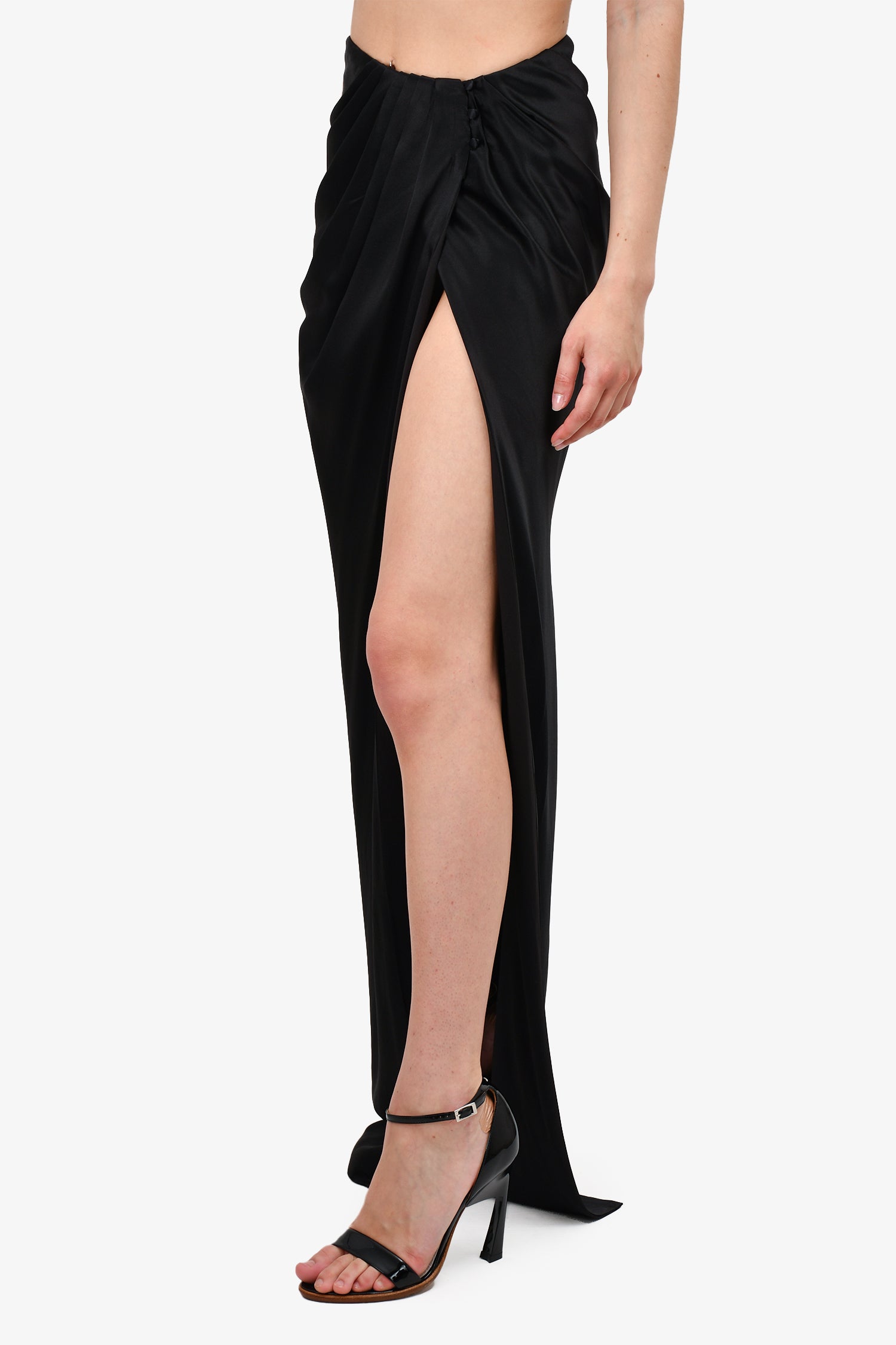 The Bar Black Silk Midi Skirt Size 0