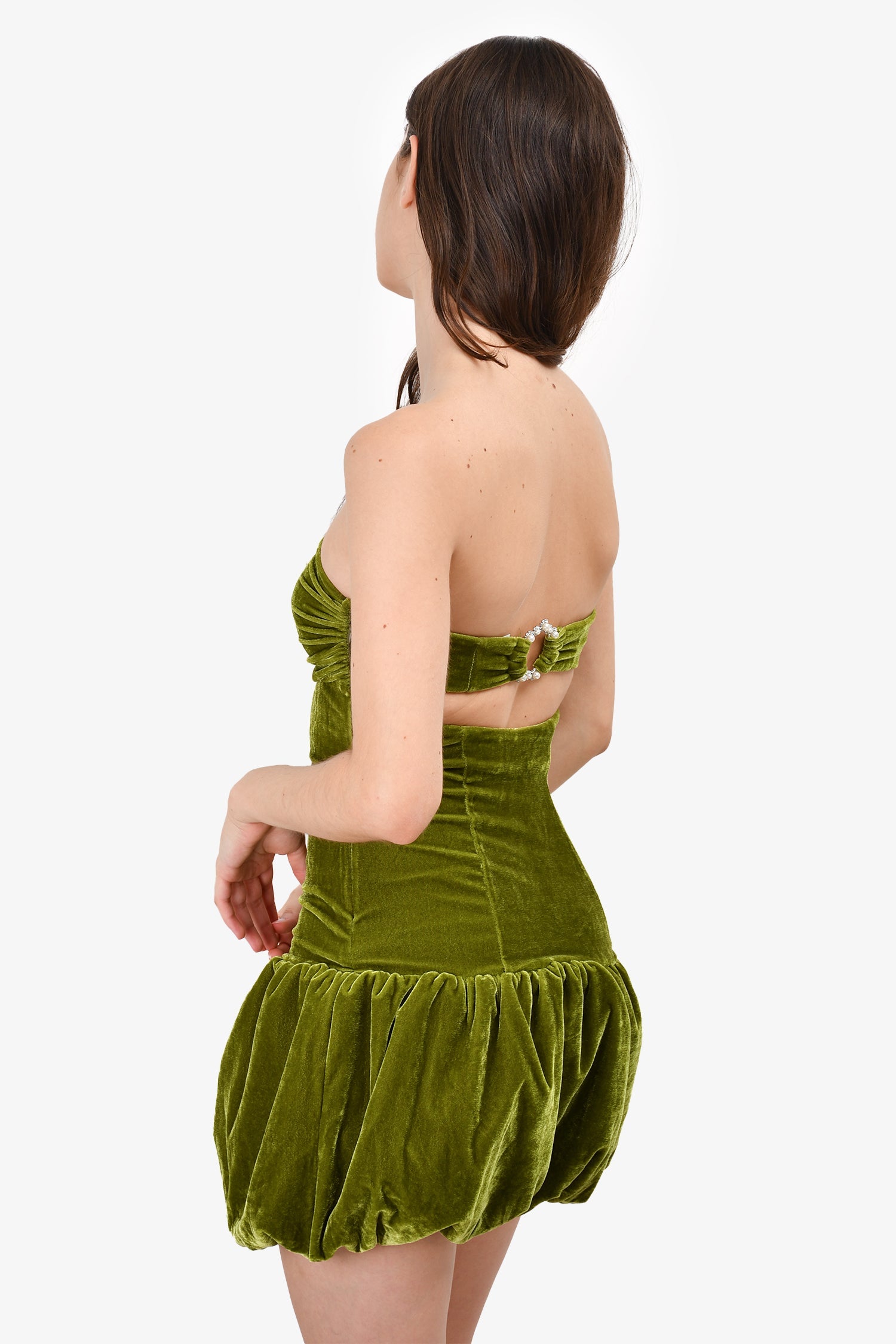 Tularosa Green Velvet Strapless Bubble Mini Dress Size XXS