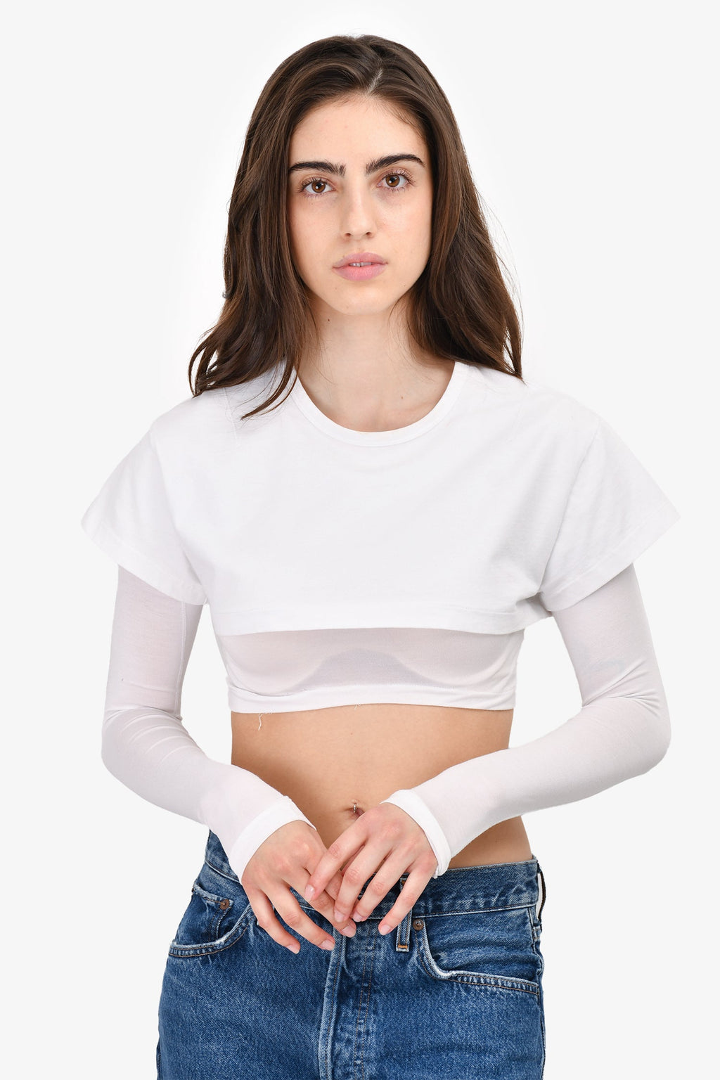 Jacquemus White Cotton 'Le Double' T-Shirt Size XS