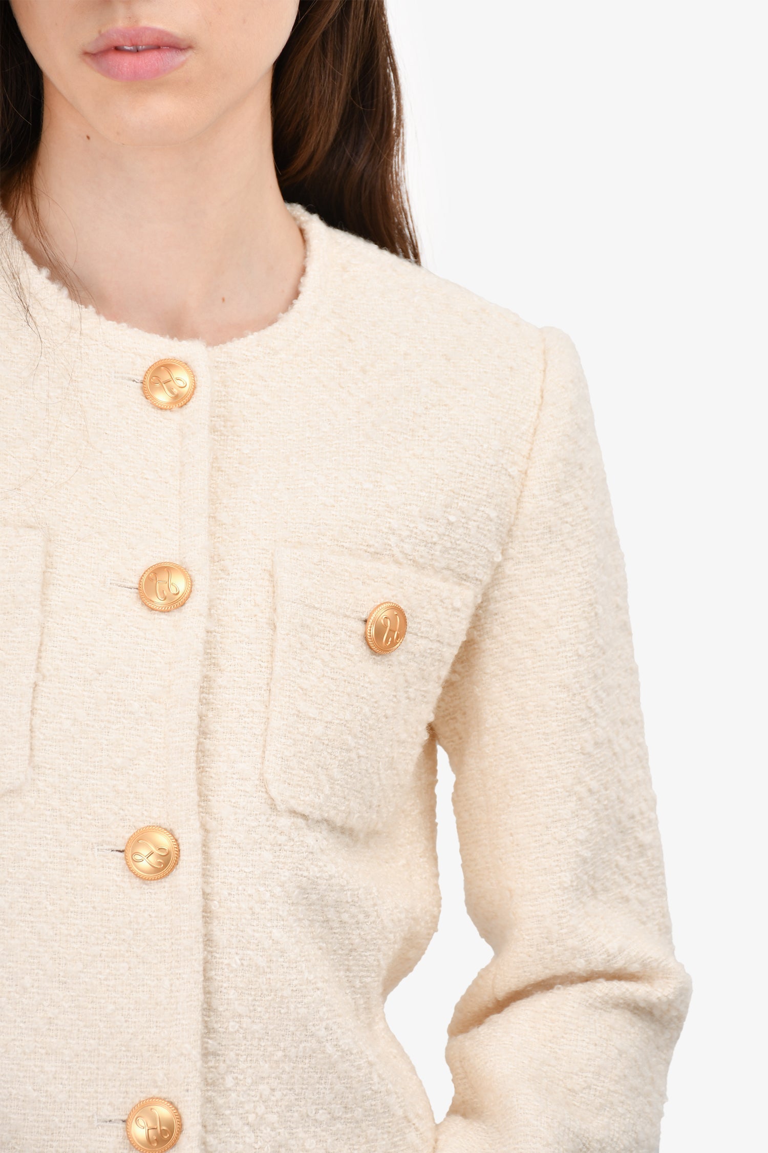 L'Academie Cream Boucle Jacket Size XS