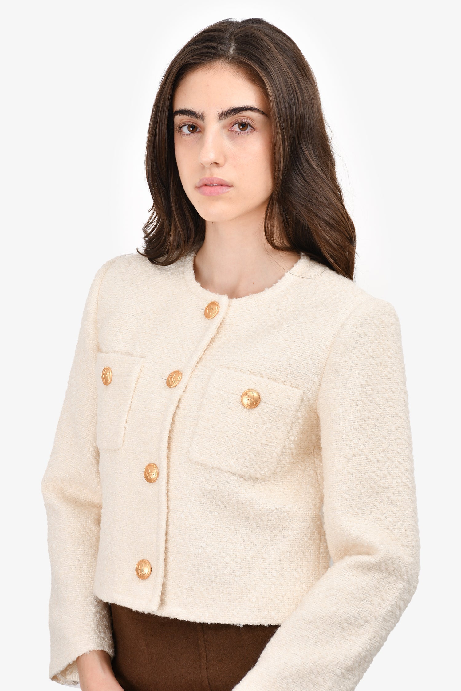 L'Academie Cream Boucle Jacket Size XS