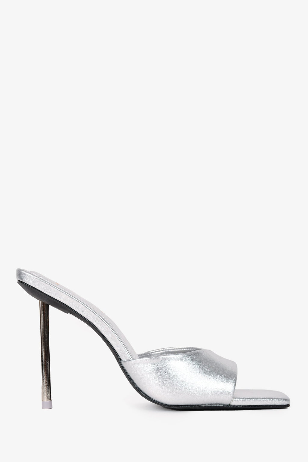 Black Suede Studio Silver Metallic Heeled Mules Size 38